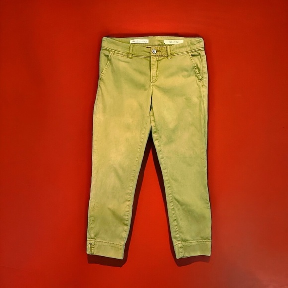 Pilcro And The Letterpress Chartreuse Yellow / Green ‘Stet’ Chino Pants Size 27 - Picture 1 of 13